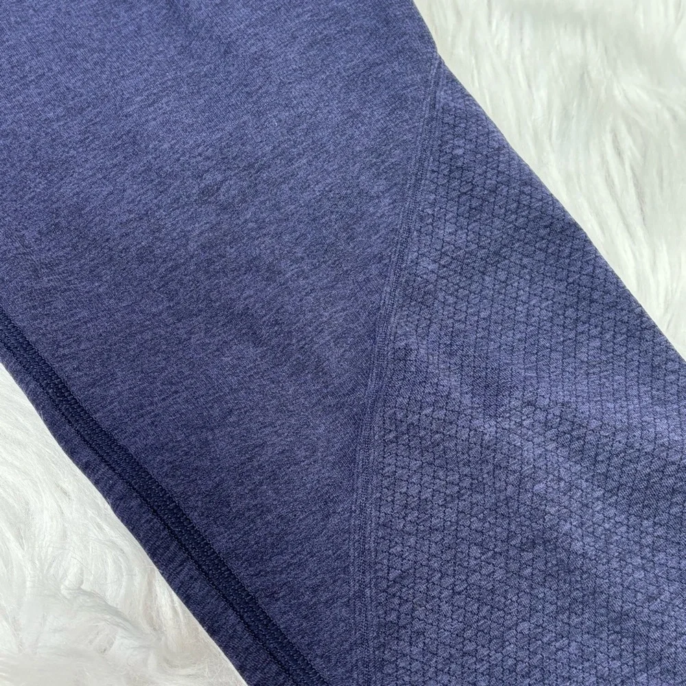 🍋Lululemon‎ Cropped Leggings Size 6 Ebb & Flow Dark Purple/Blue Seamless Tight